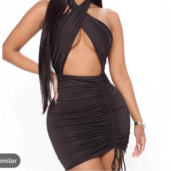 Black Ruched Dress - Picture 1 of 2